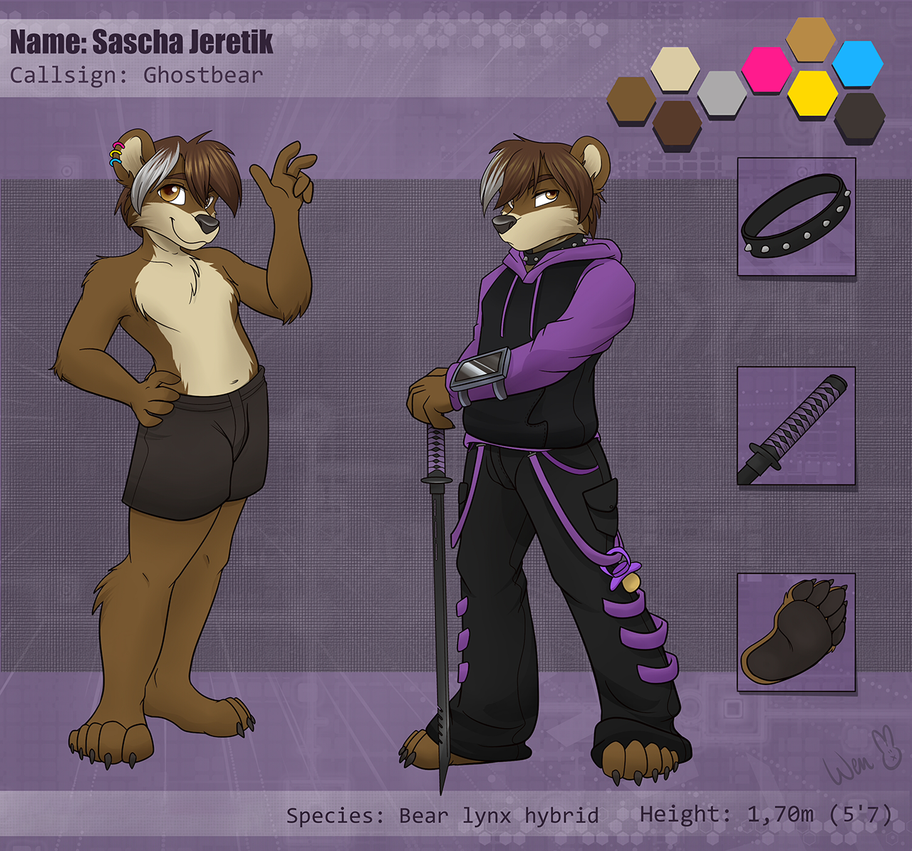 Ghostbear Reference Sheet Cyberpunk